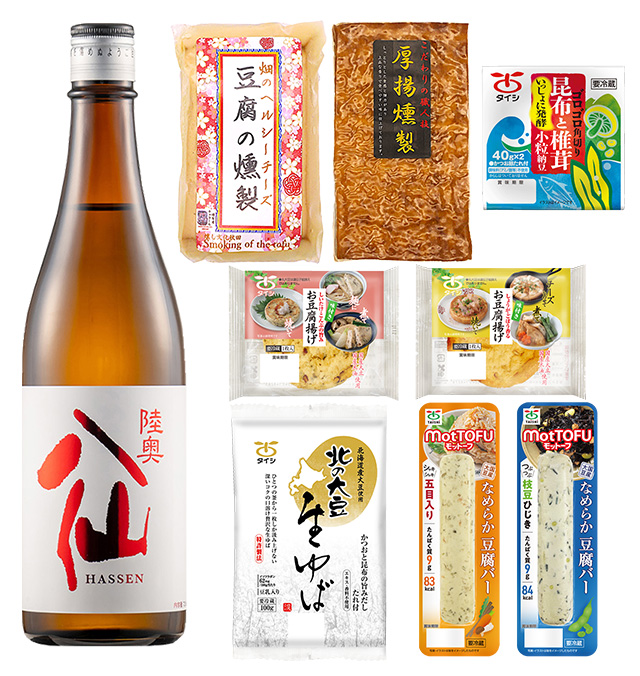 陸奥八仙(赤ラベル)と燻製豆腐セット