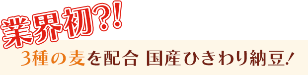 業界初?! 3種の麦を配合 国産ひきわり納豆!